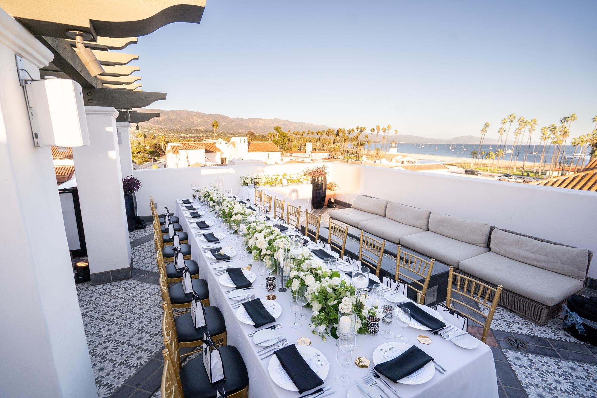 Wedding reception at Hotel Californian on Shamash Deck with ocean backdrop