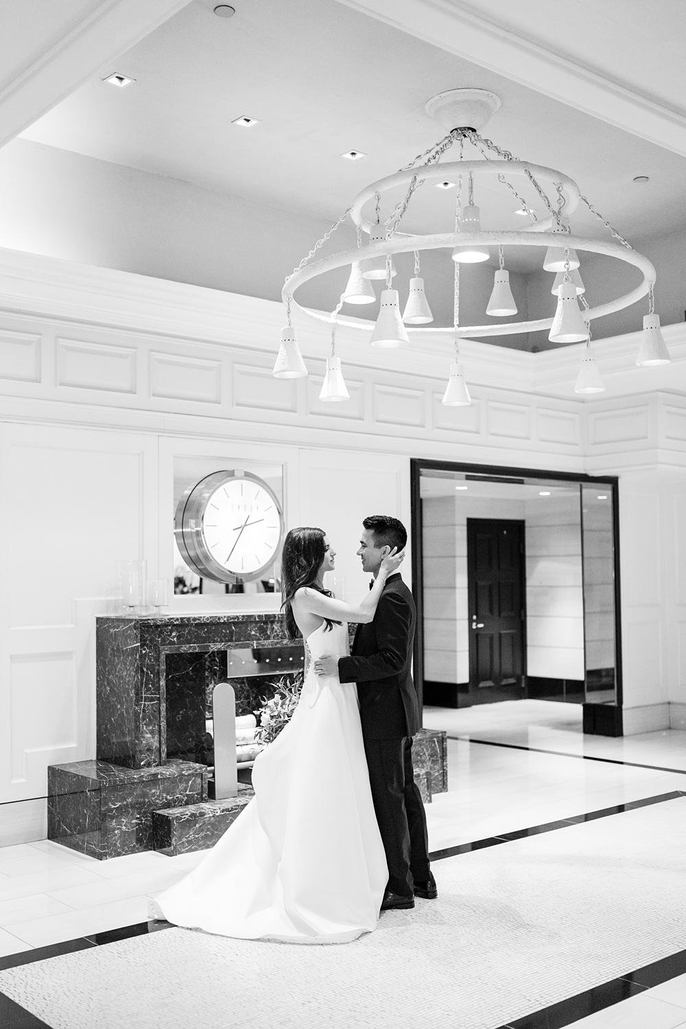 Wedding portrait at the London West Hollywood of couple sharing a sweet moment