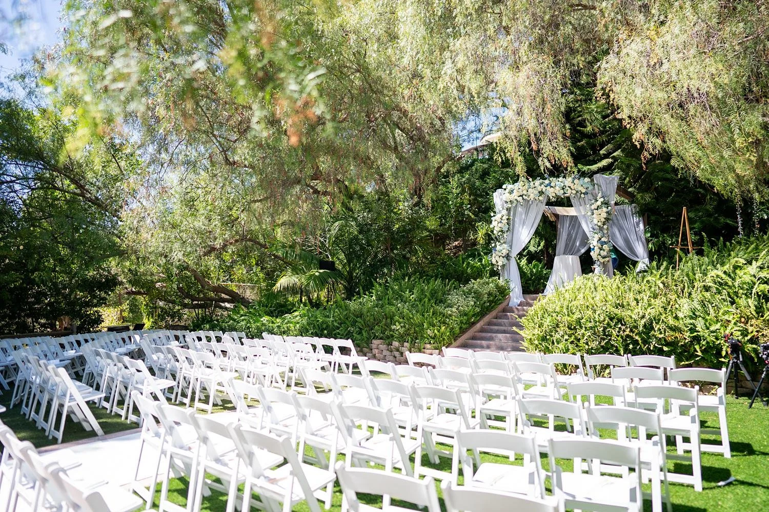 ewish wedding ceremony setup among the trees at The Vineyards Simi Valley