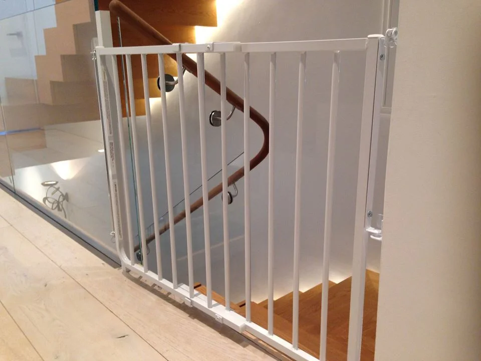 Gate Mounted to Tempered Glass Banister