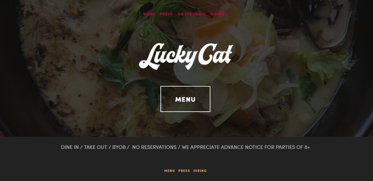 Lucky Cat Ramen Desktop Home Page