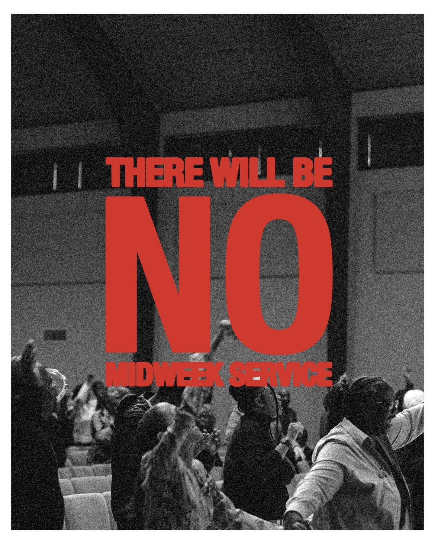 Midweek service will not be held this week due to work being done in the church. Thank you for understanding. See you this weekend!