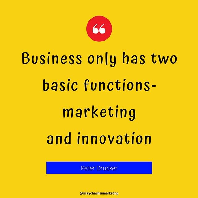 Need more sales?

Then take notice of this quote. 👇 
Why? 🤔

Because marketing and innovation create customers, new and repeat. 😀

Marketing is the unique activity that will bring revenue IN to your business, everything else is an expense. 💰💸 Fr