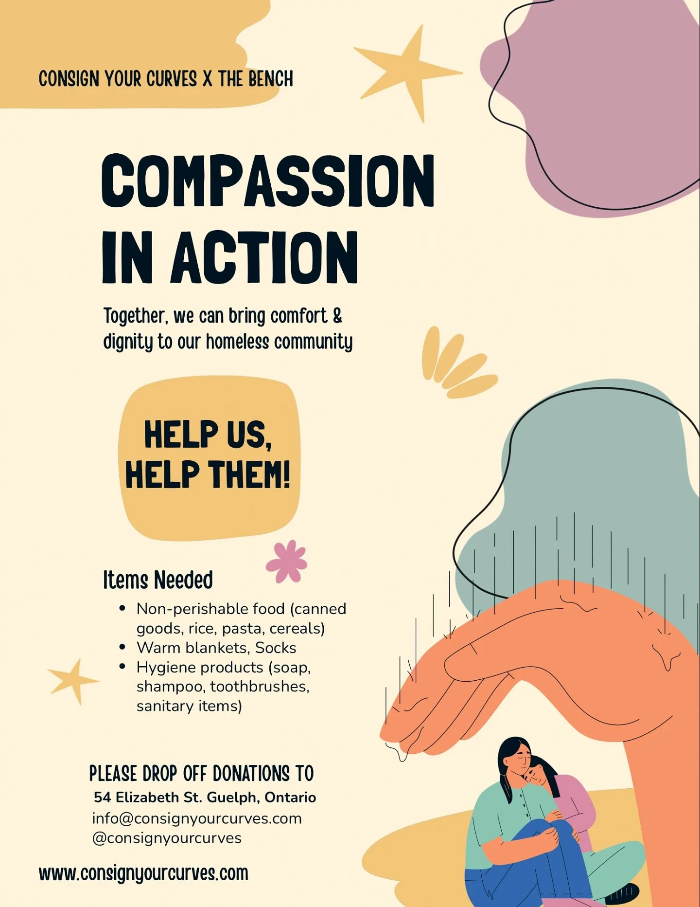 🙏🏾✨ Compassion in Action ✨🙏🏻
Consign Your Curves x The Bench are coming together to support our local homeless community. 🧡

You can help us make a difference by donating non-perishable food, men&rsquo;s clothing (we have more than enough women&
