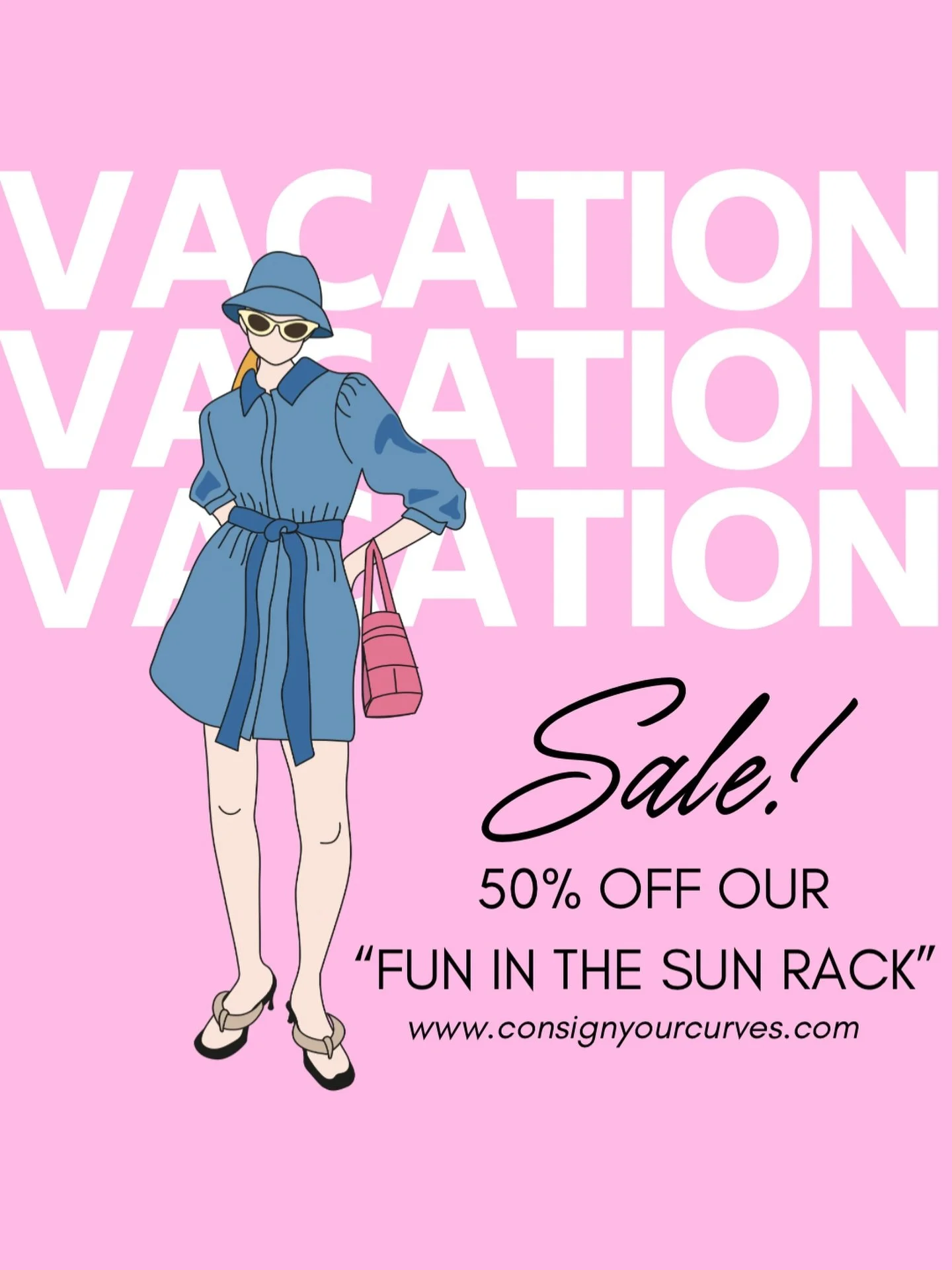 👙☀️ VACATION MODE: ON ☀️👙
Our Fun in the Sun Rack is 50% OFF! 🏖️
Easy, breezy styles made for sunshine + savings.

#ConsignYourCurves
#CurvyFashion
#PlusSizeStyle
#CurveConfidence
#BodyPositiveFashion