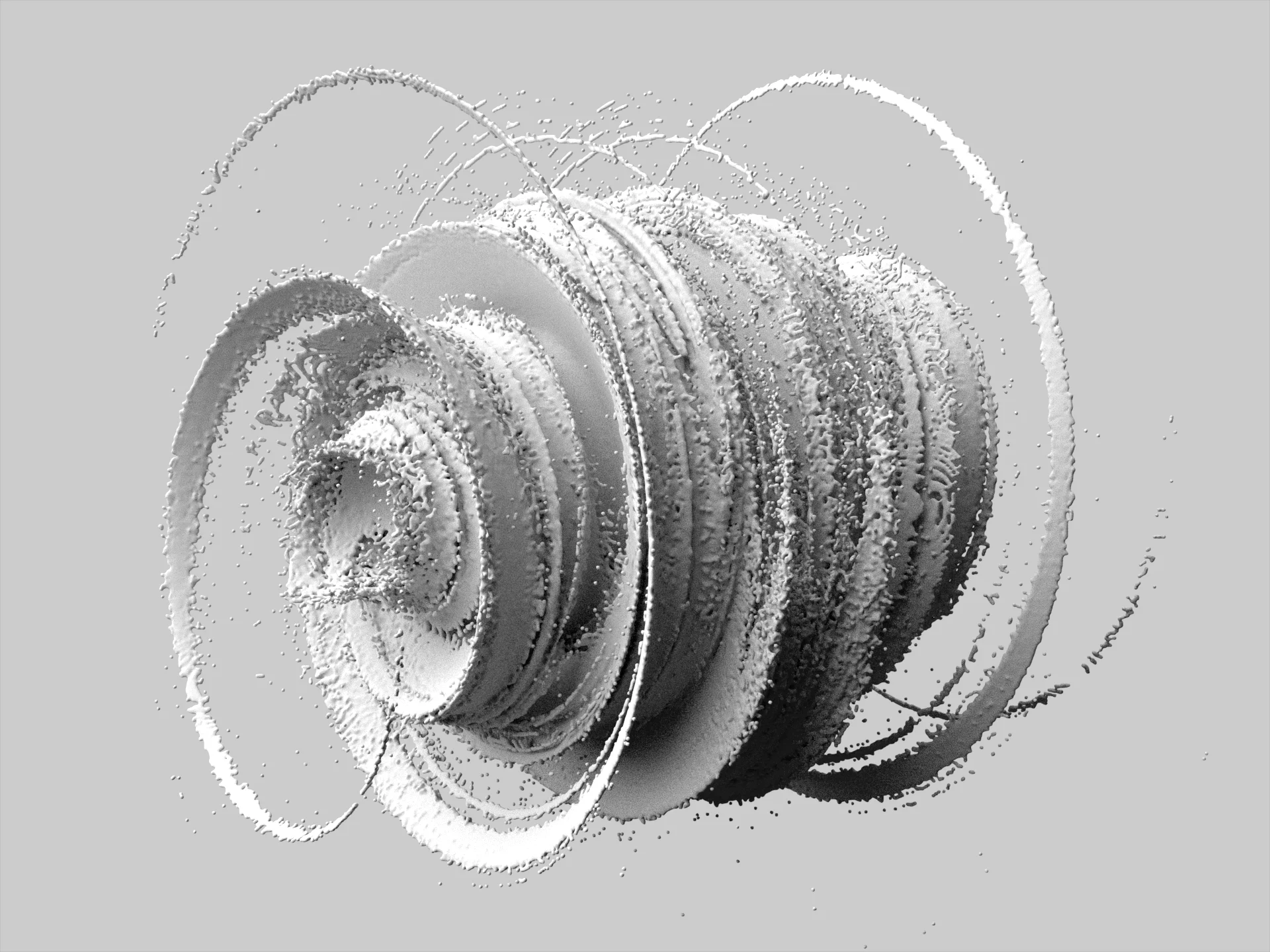 Clay render of the geometry exported from Houdini
