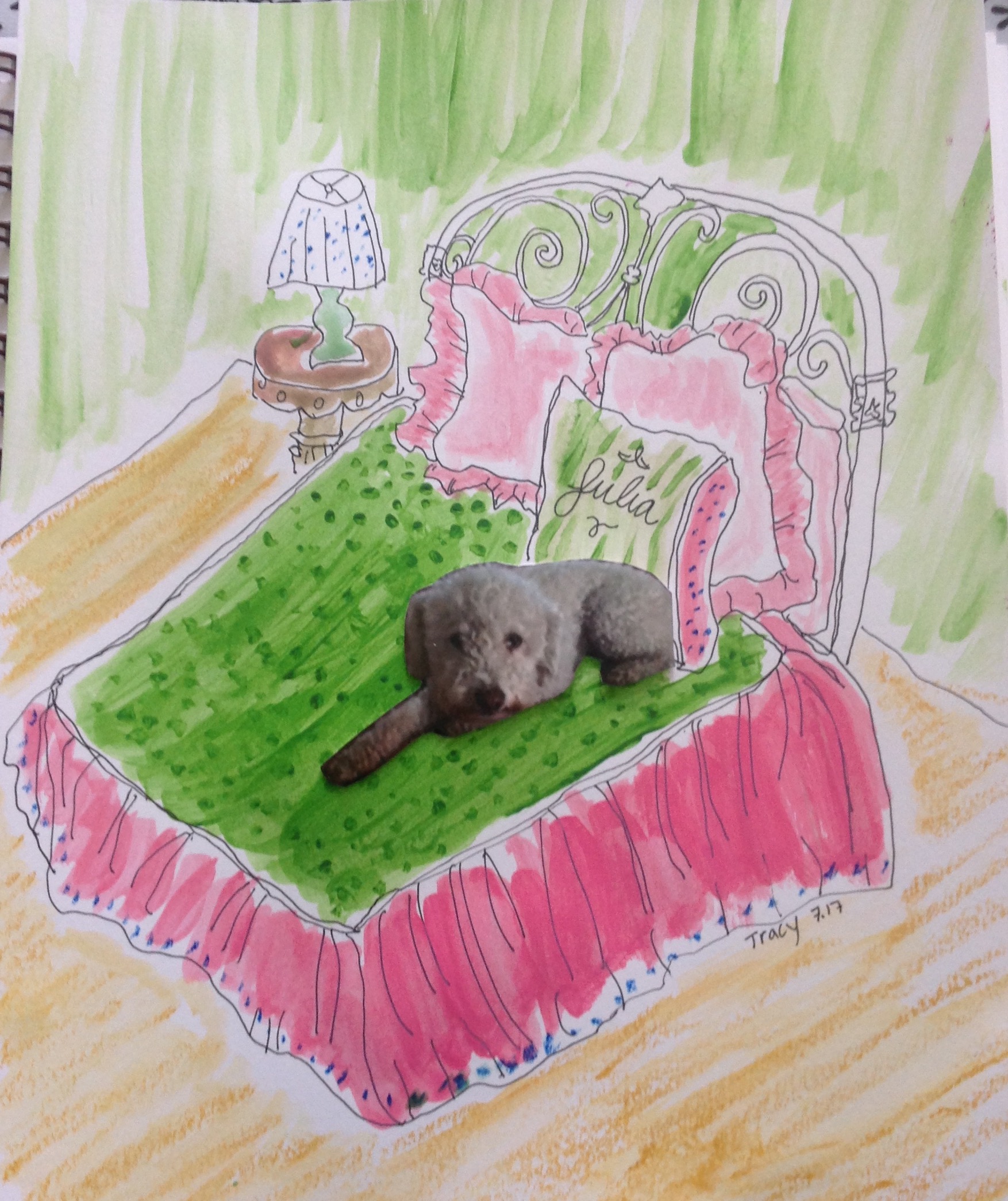 Fala on her bed.