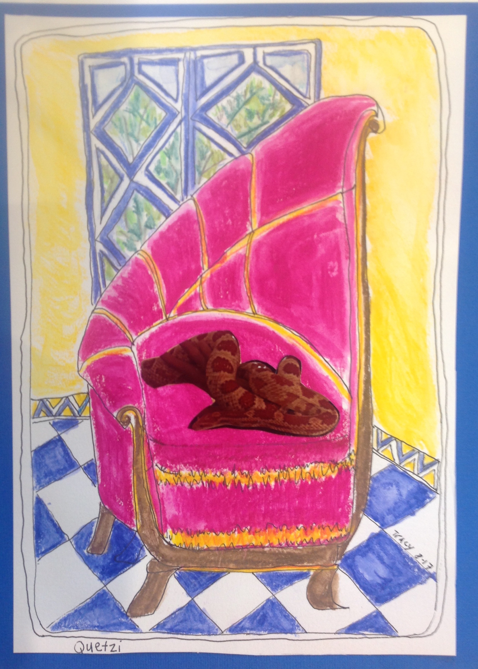 Quetsi the Snake in the Pink Chair