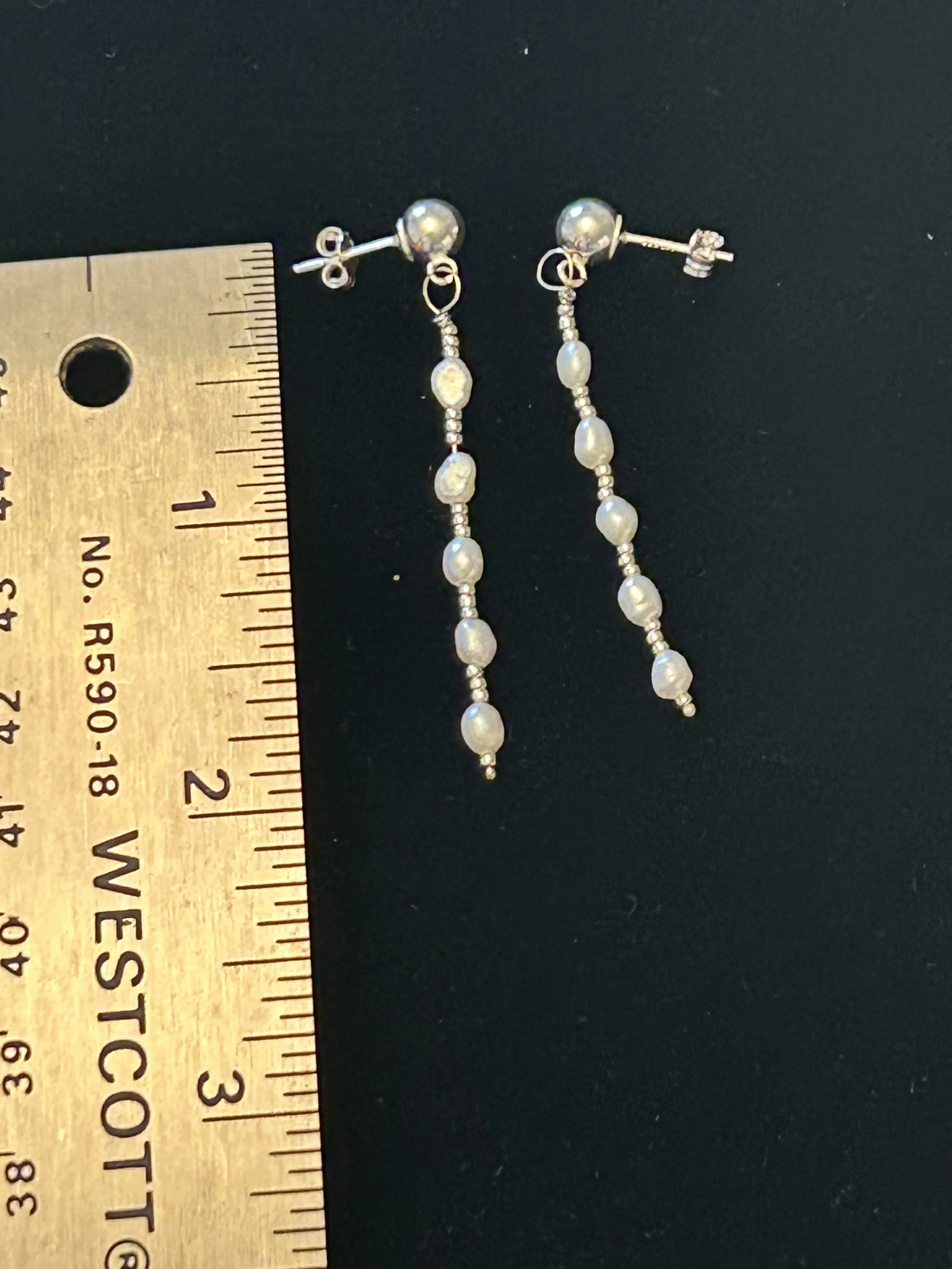 Seed Pearl Whispers Silver Posts $30