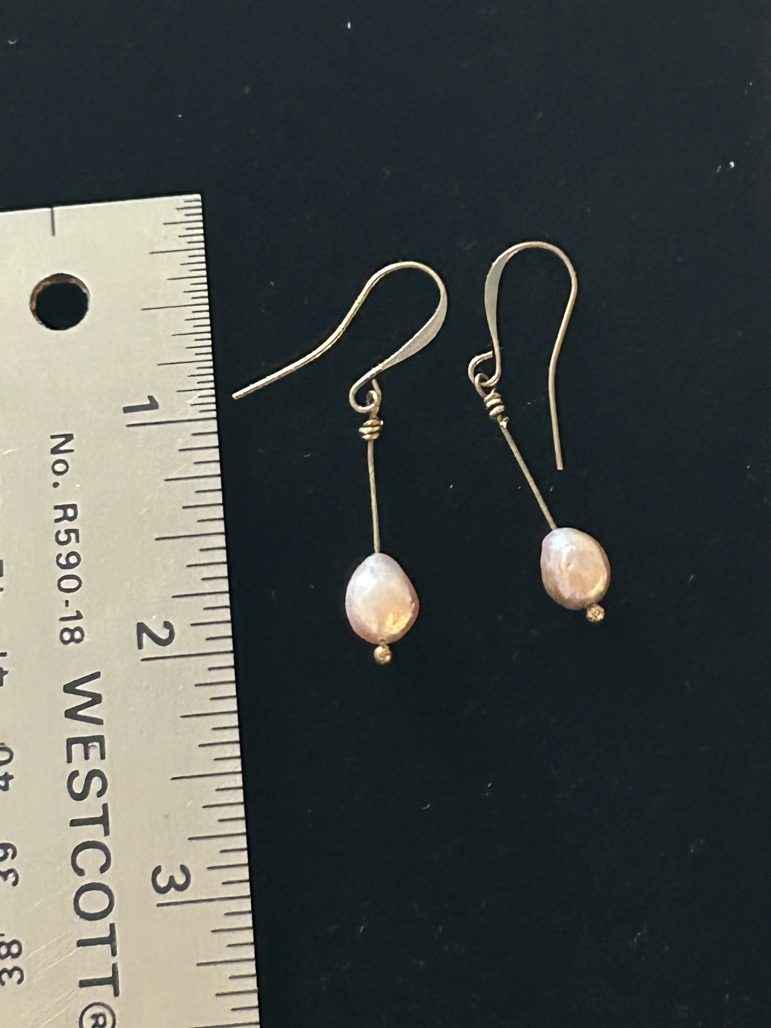 Pink Pear-Shaped Pearls $30 on Sterling Hooks