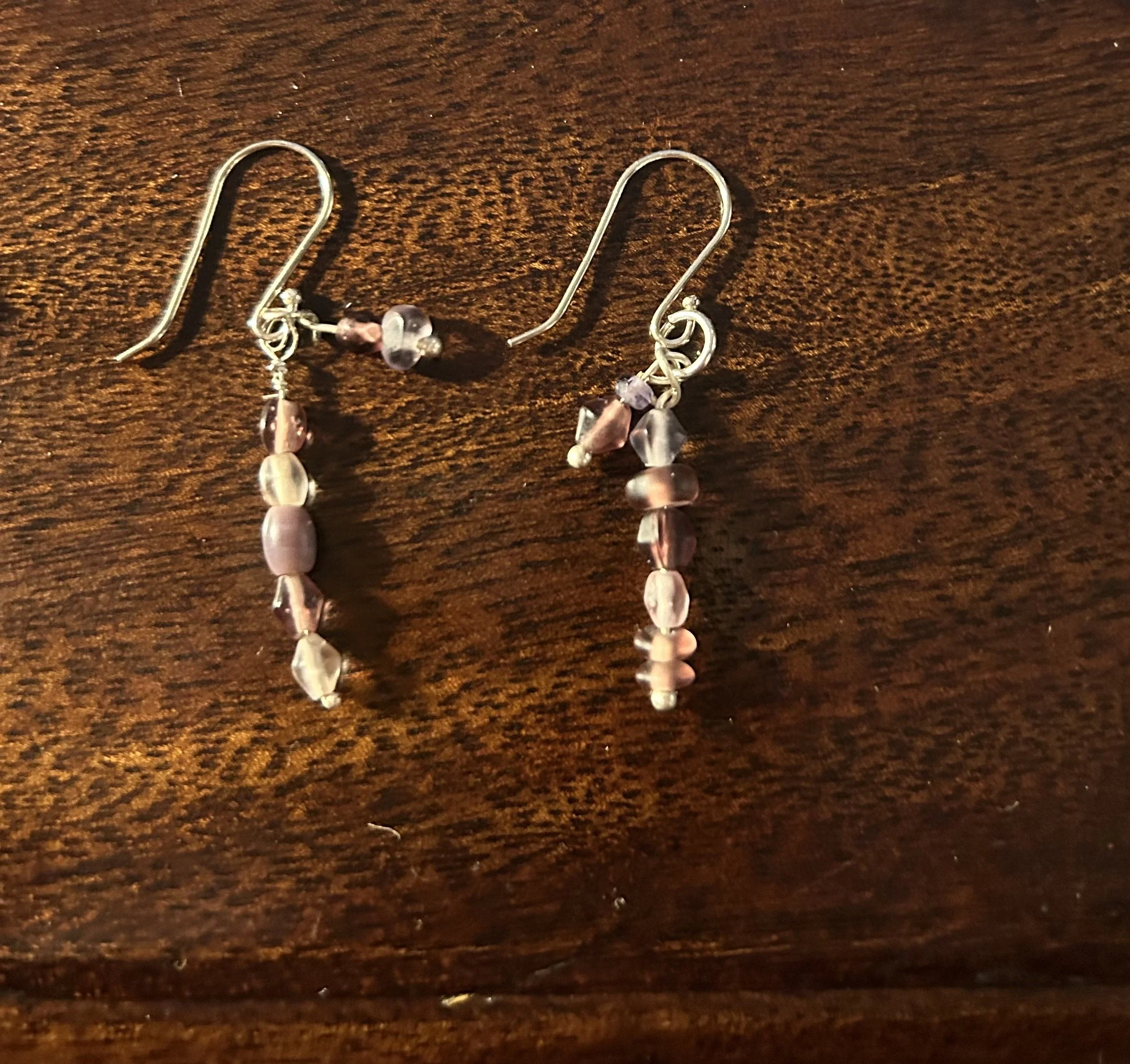Mauve Glass Dancers $25 on Sterling Hooks