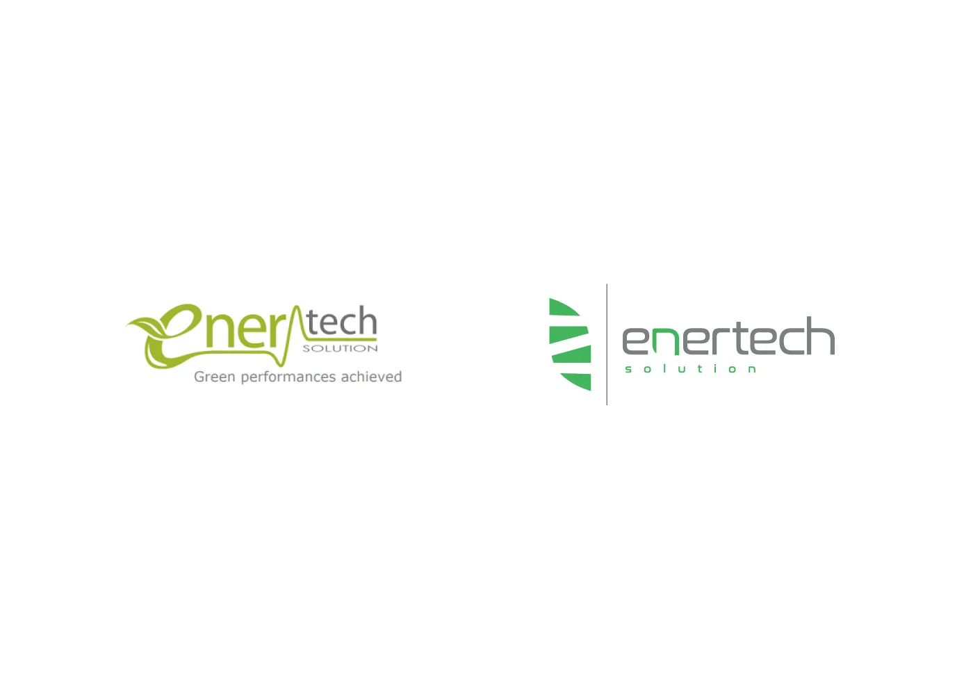 ↑ Fig.1 Loghi Enertech Solution, da sinistra verso destra prima e dopo il restyling grafico.