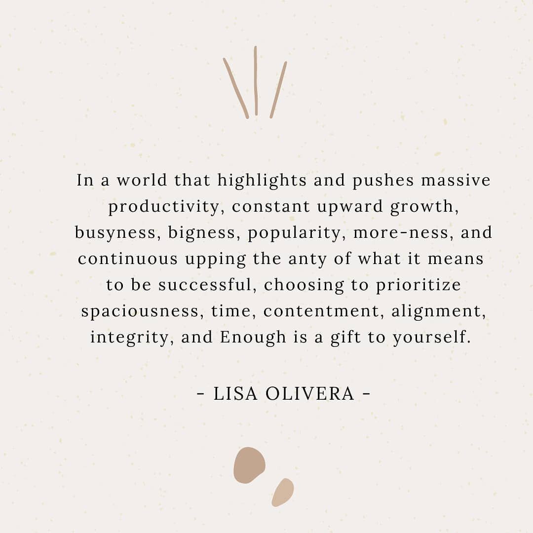 What does a full and successful life look like to you?&nbsp;⁣
⁣
We all have different perspectives of what 'success' is. And that's ok.&nbsp;⁣
⁣
But this quote from @_lisaolivera resonated deeply with me.&nbsp;⁣
⁣
I quit a high paid, ridiculously str