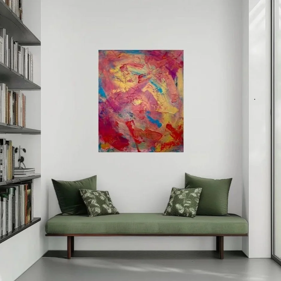 Soul Energy Portrait by Vicky Paul, contemporary abstract energy painting representing personal transformation, intuition, healing and spiritual alignment.