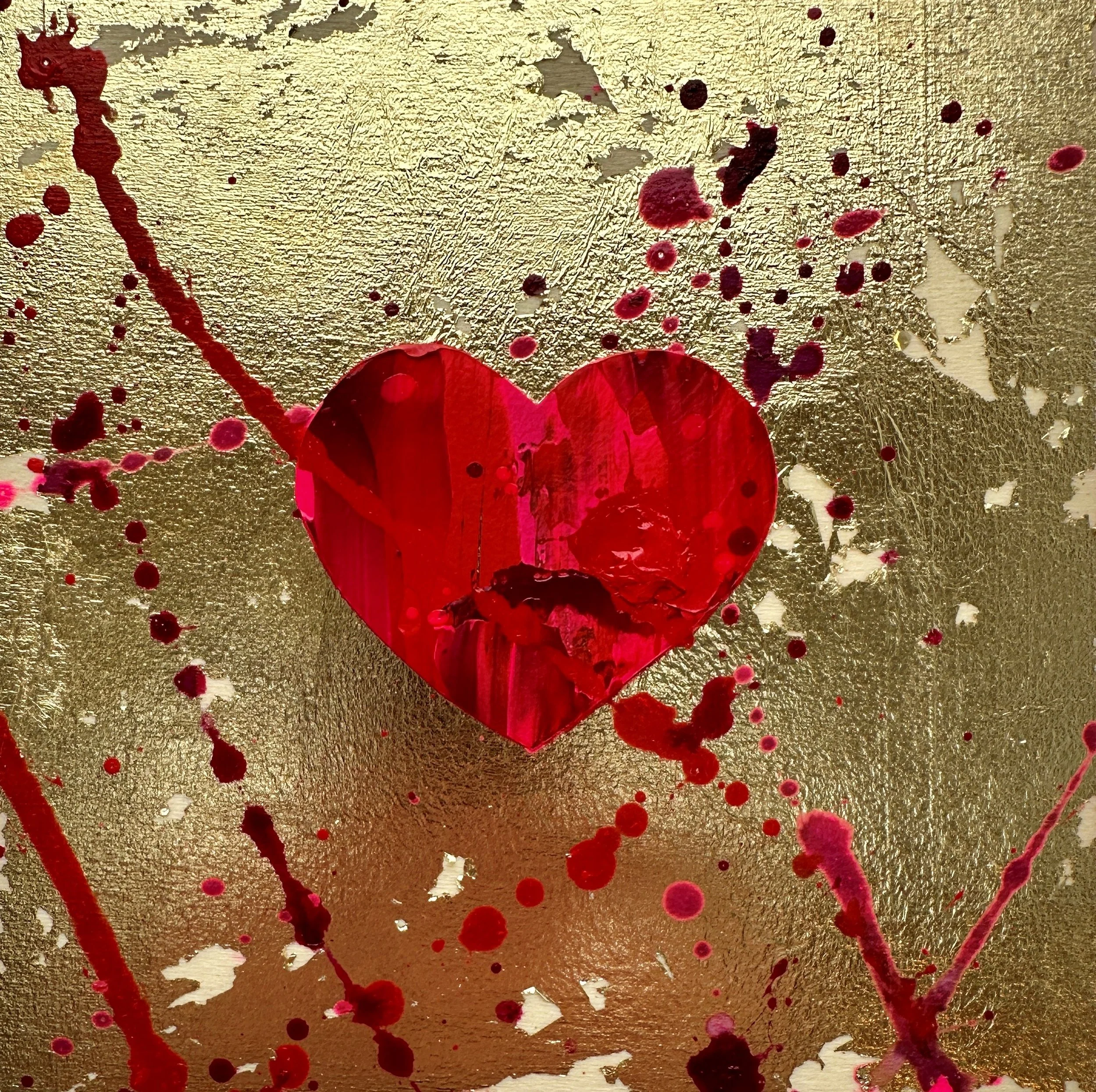 Pop art love painting with gold leaf by Vicky Paul