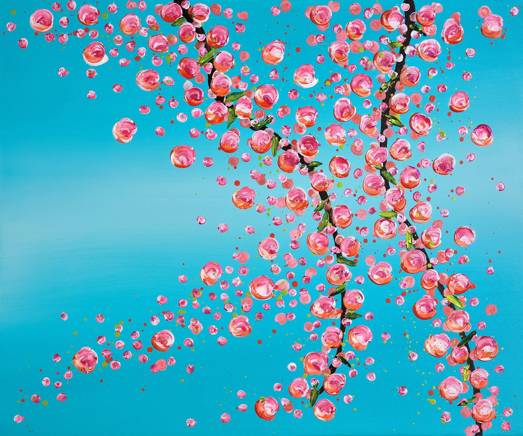 Abstract impasto cherry blossom paintings by Vicky Paul