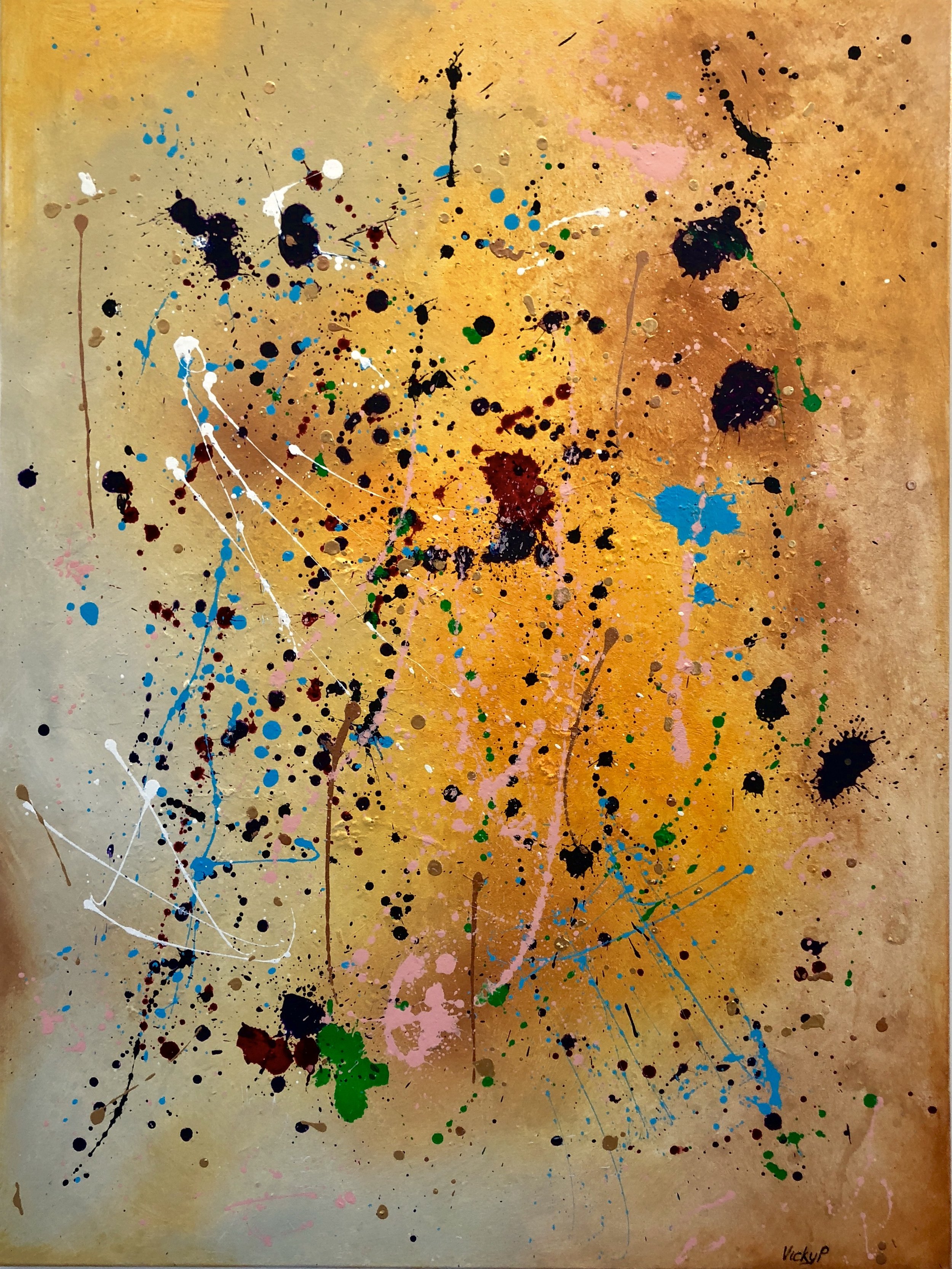 Abstract art with acrylic drip technique by Vicky Paul