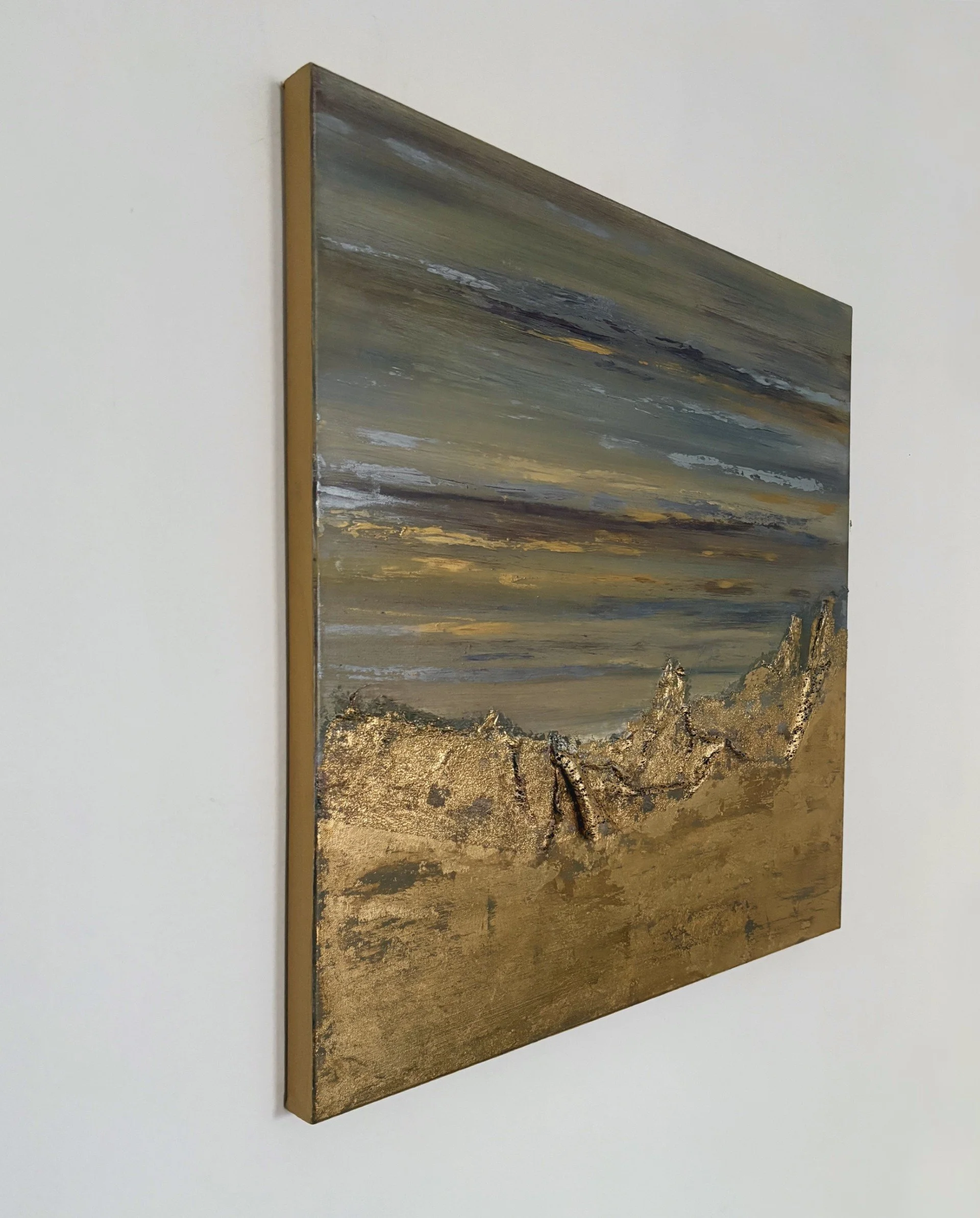 abstract painting with gold leaf by Scottish contemporary artist Vicky Paul