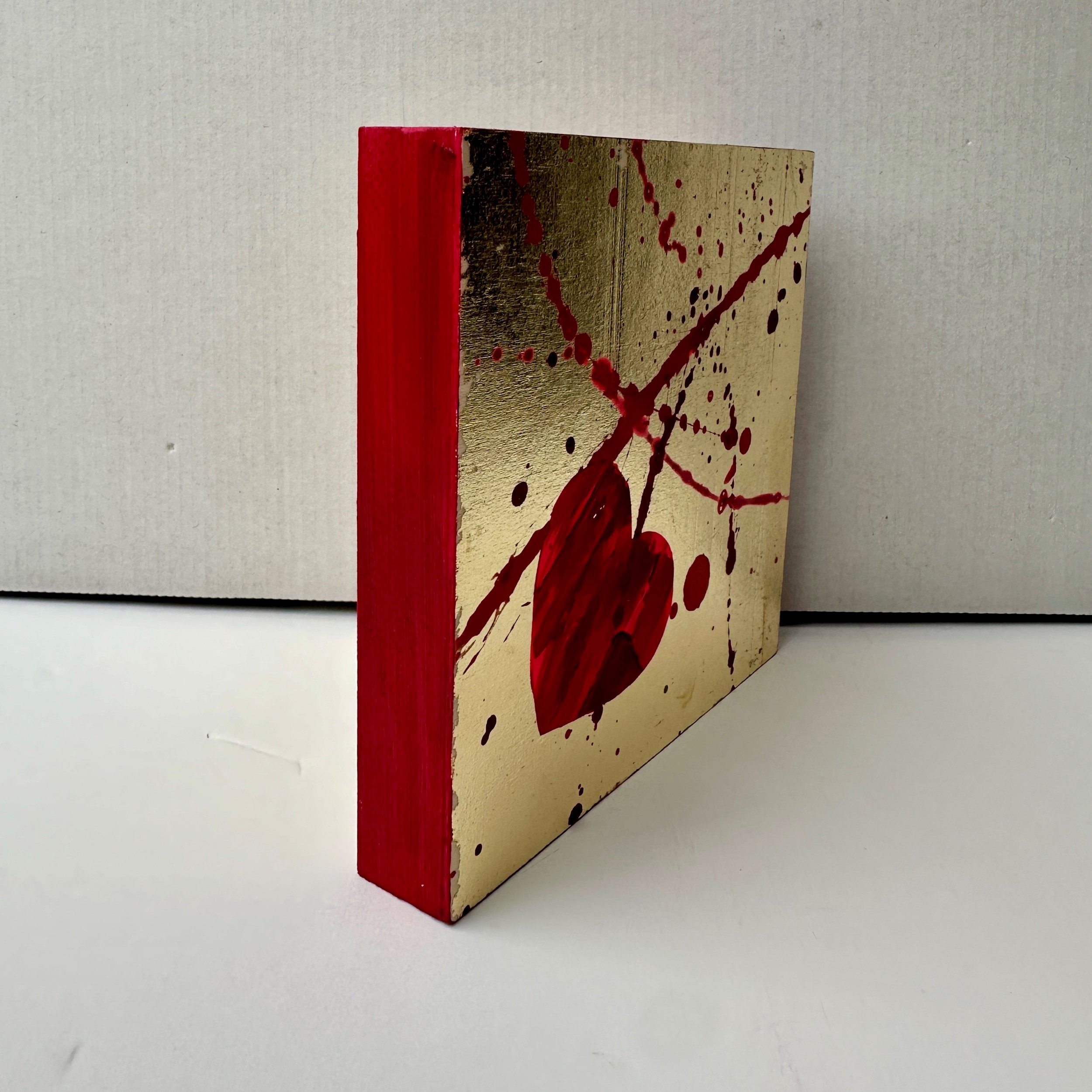 Love Is pop art artwork with gold leaf on wooden panel