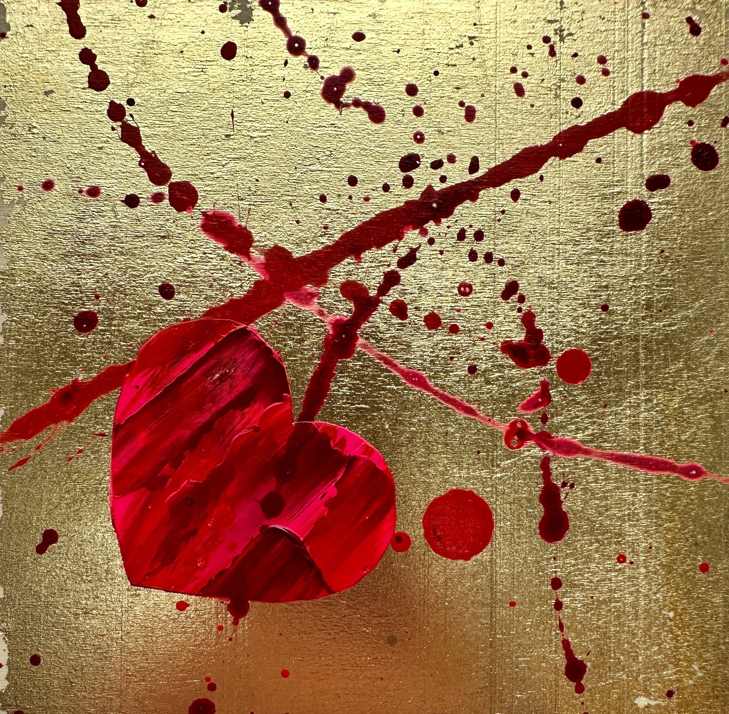 Pop art love painting with gold leaf by Vicky Paul