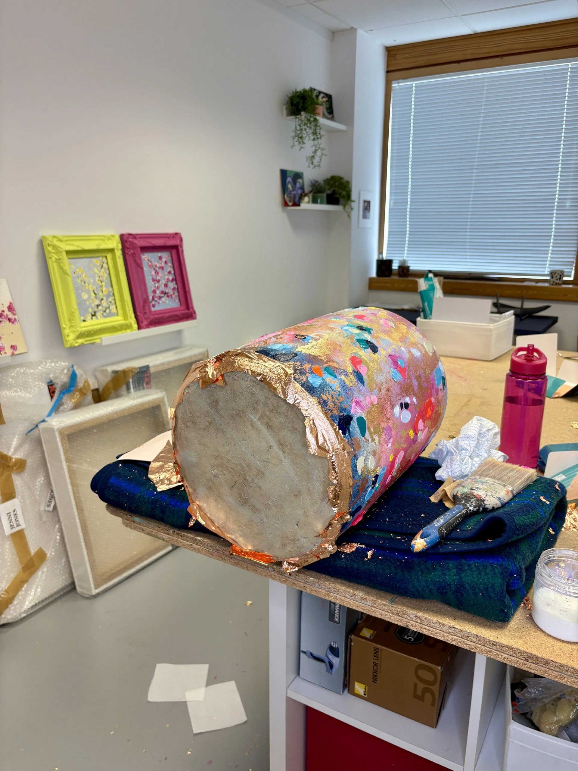 Vicky Paul creating Elementum in her studio for The Borders Distillery