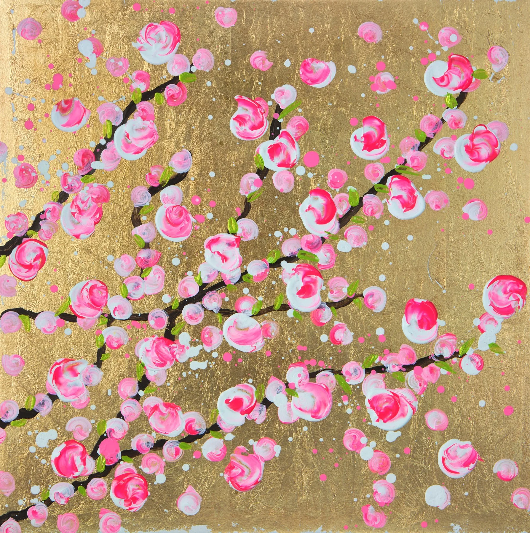 Abstract impasto cherry blossom paintings by Vicky Paul