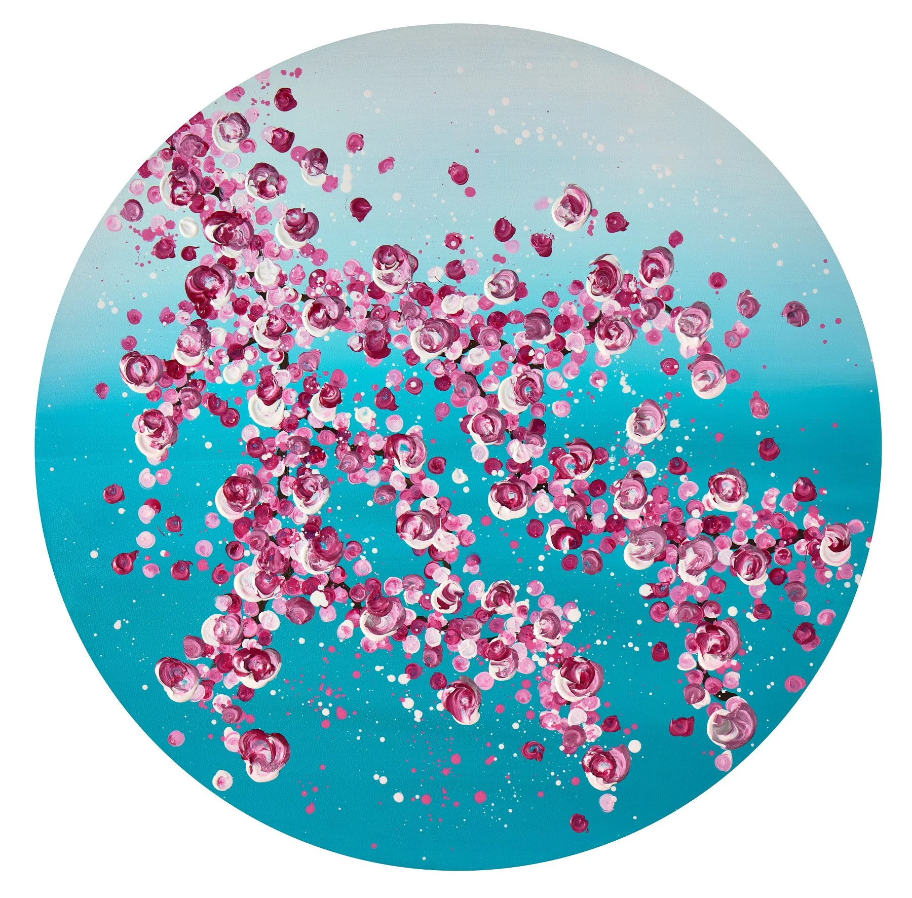Abstract impasto cherry blossom paintings by Vicky Paul