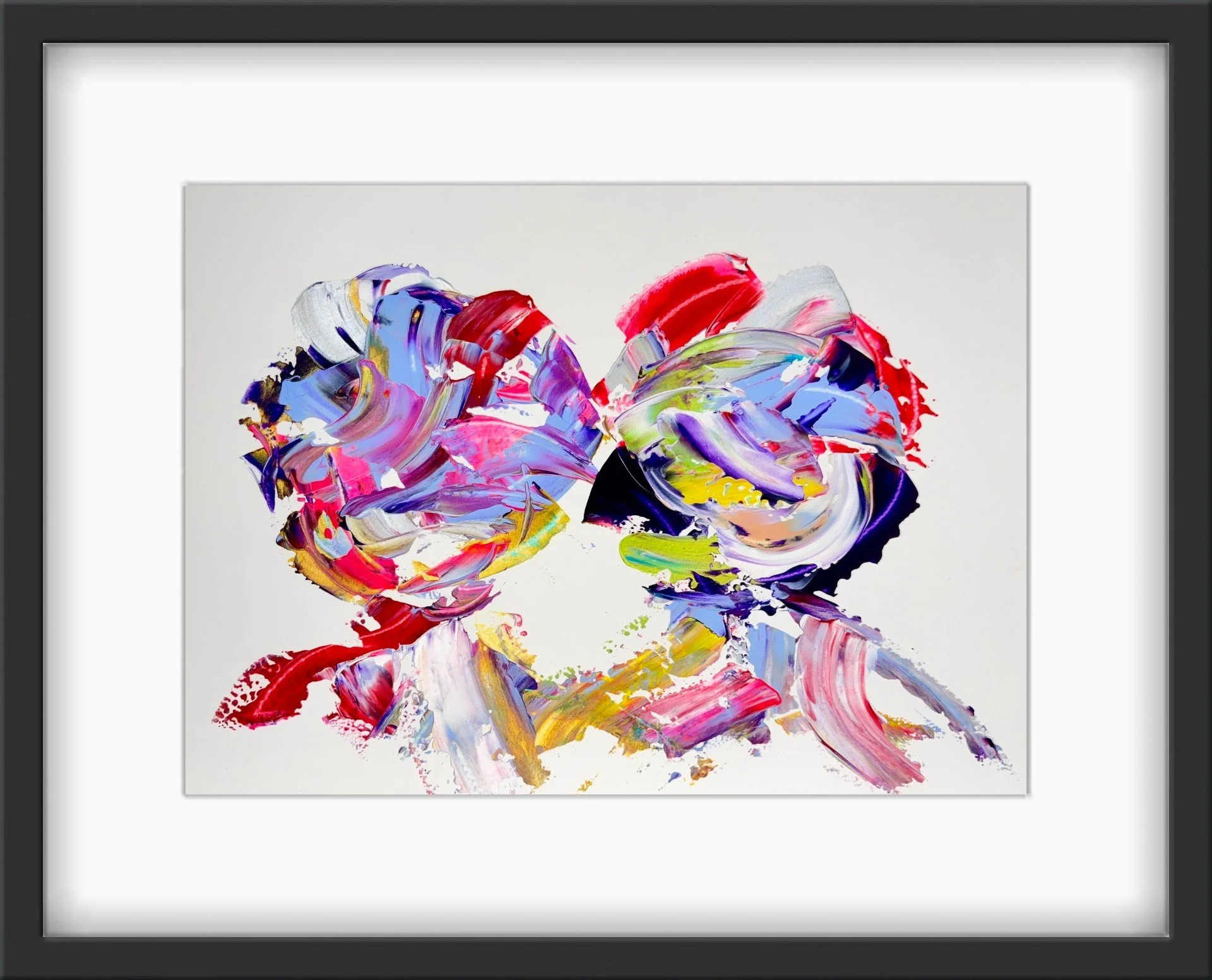 Framed Aura Portrait showing layered brushstrokes, colour and abstract textures created through intuitive painting.