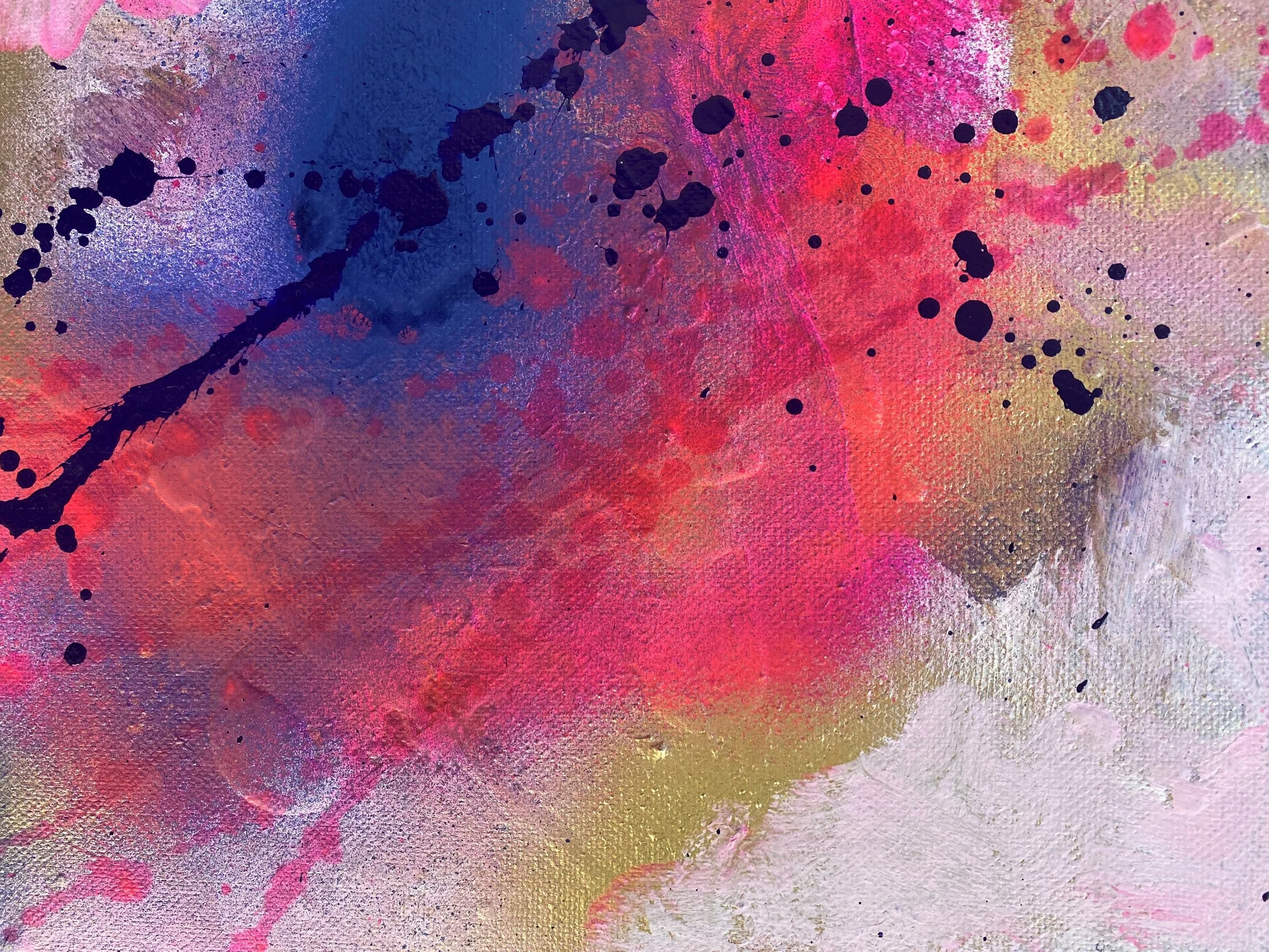 Cosmos inspired by what lies beyond, explosive pops of colour and drip technique, mirror the energies of creation