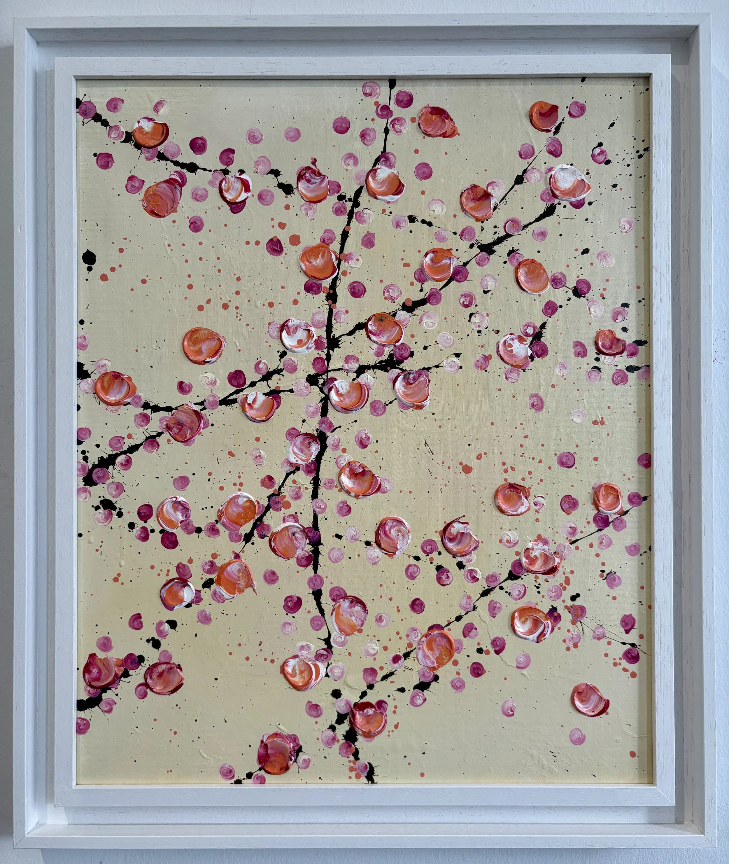 Abstract impasto cherry blossom paintings by Vicky Paul