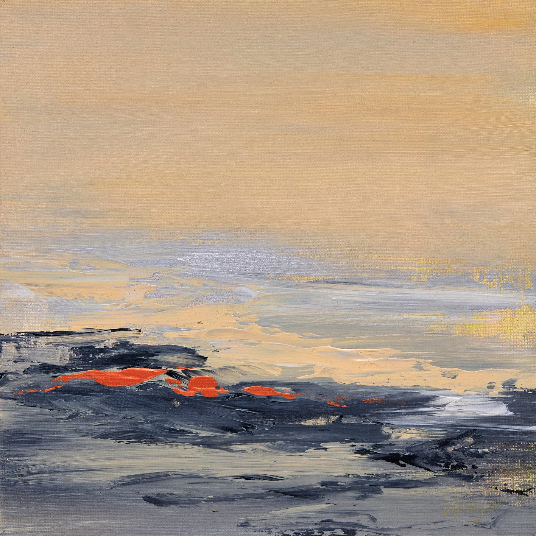 Abstract art with metallic gold and neon paint by Vicky Paul