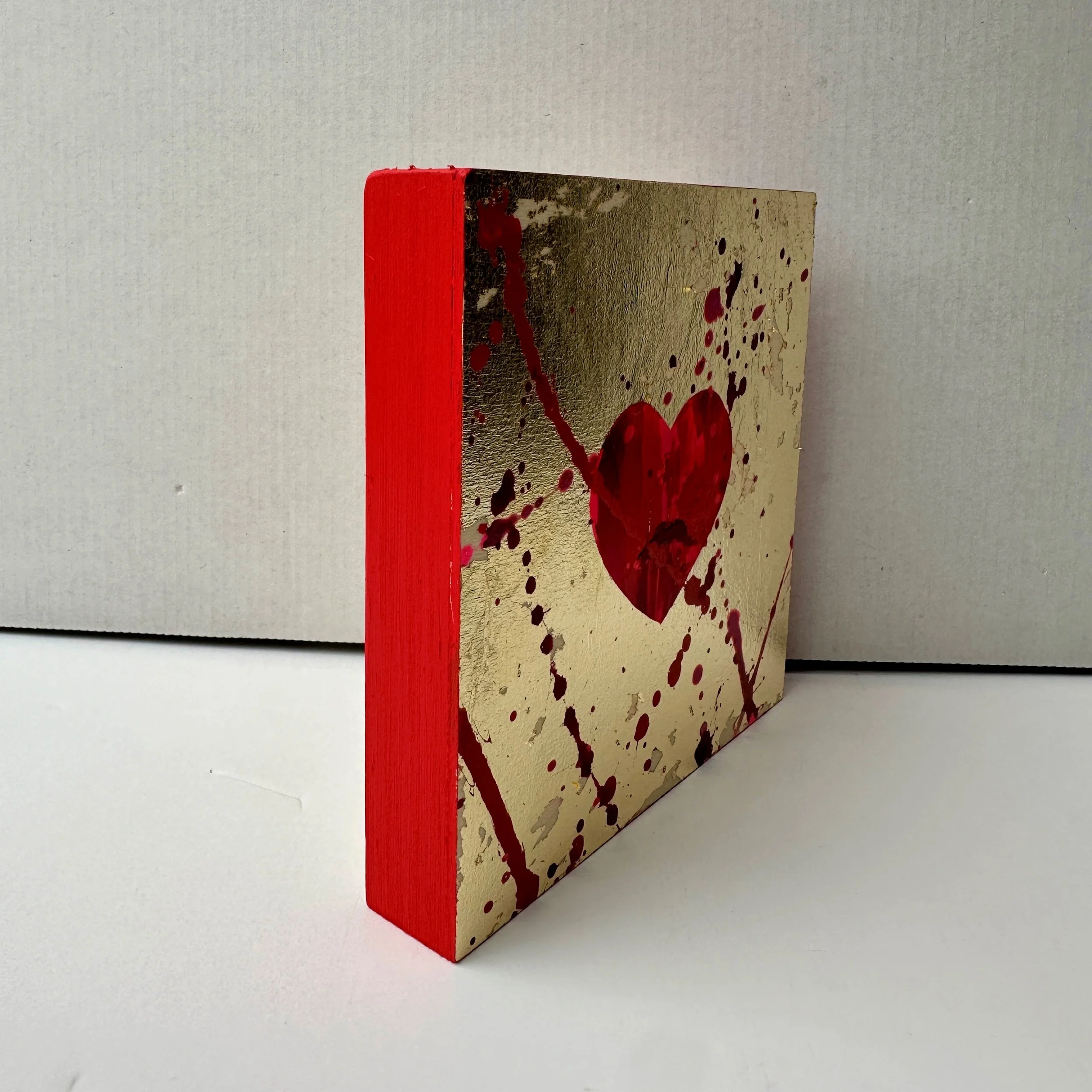 Love Is pop art artwork with gold leaf on wooden panel