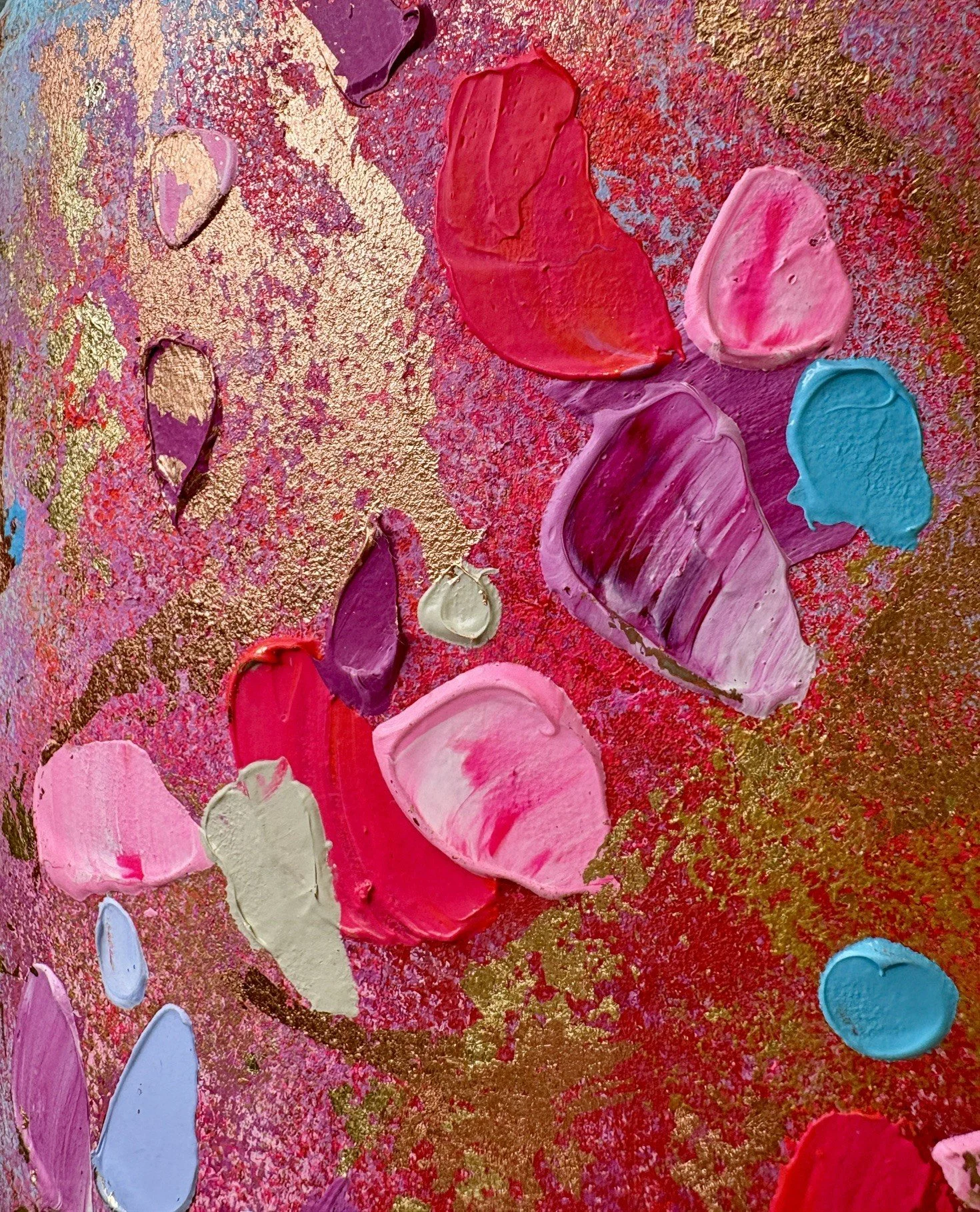 Copper leaf and textured surface detail of Element