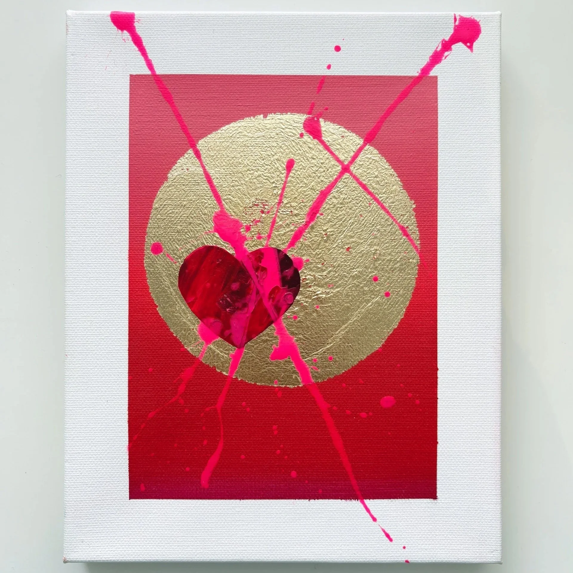 Pop art love painting with gold leaf by Vicky Paul