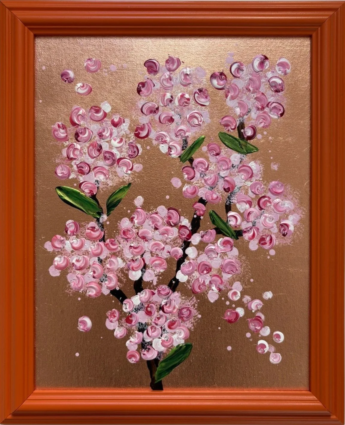 Abstract impasto cherry blossom paintings by Vicky Paul