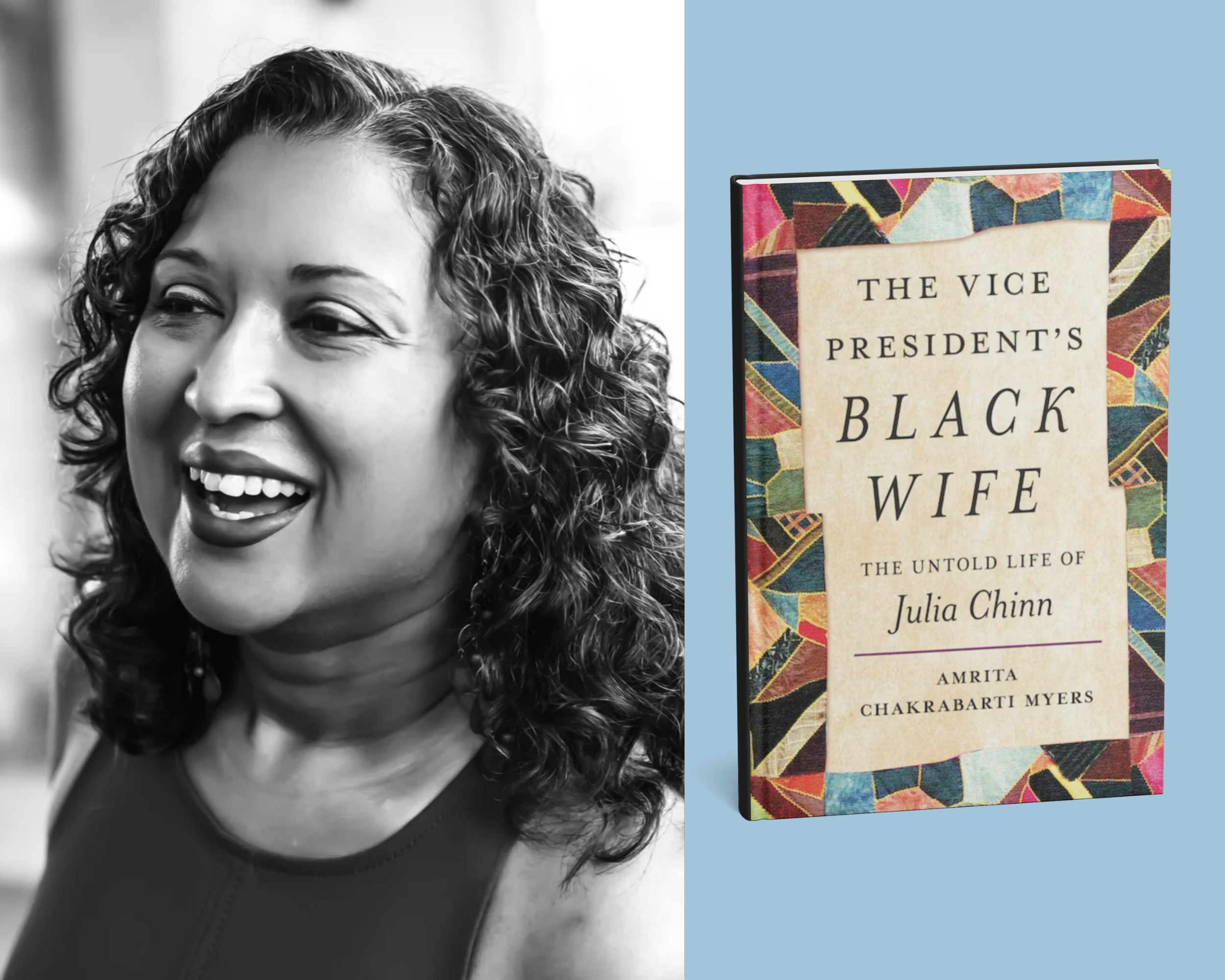 Speaker and author Amrita Chakrabarti Myers and her book The Vice President's Black Wife