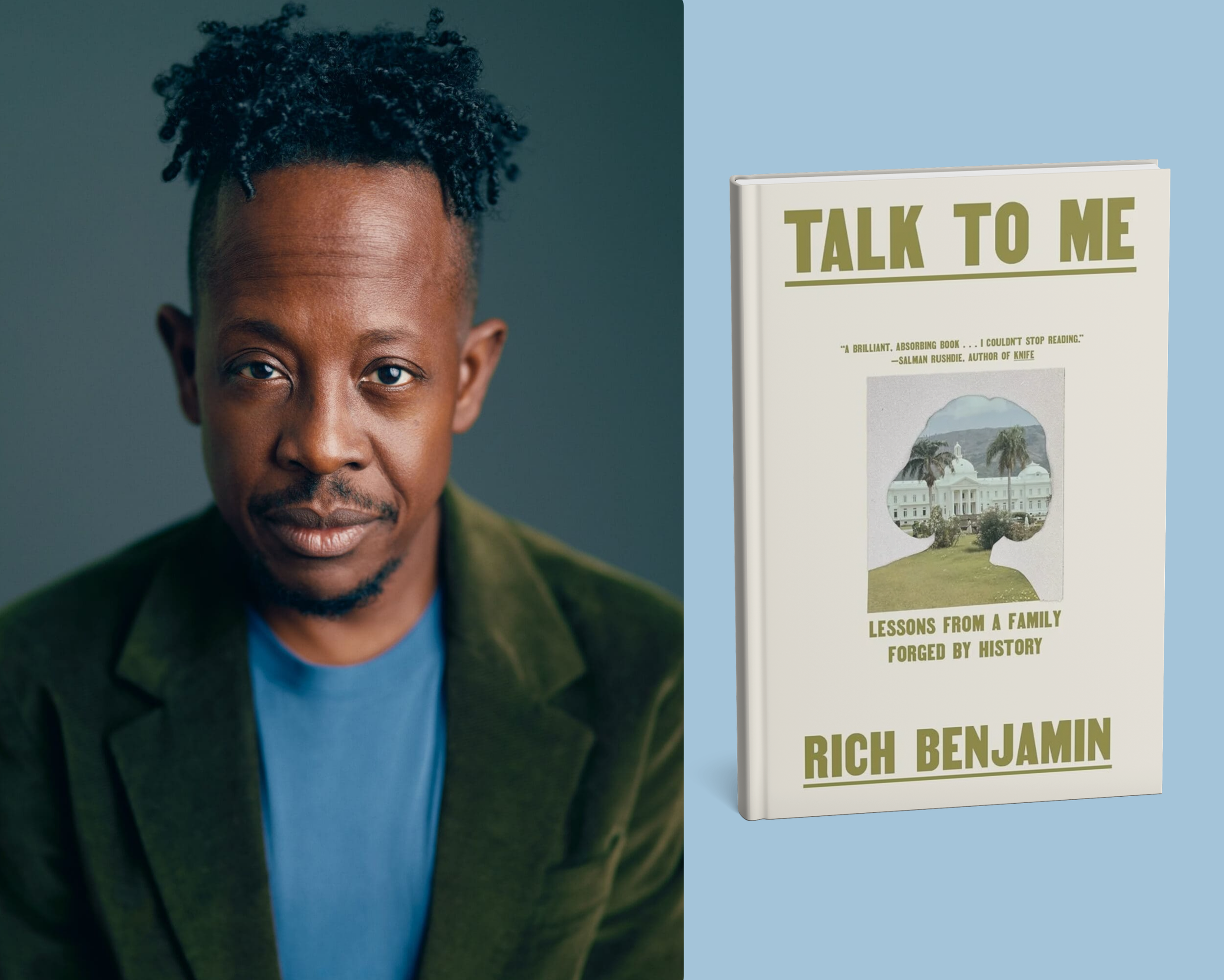 Rich Benjamin next to his memoir TALK TO ME