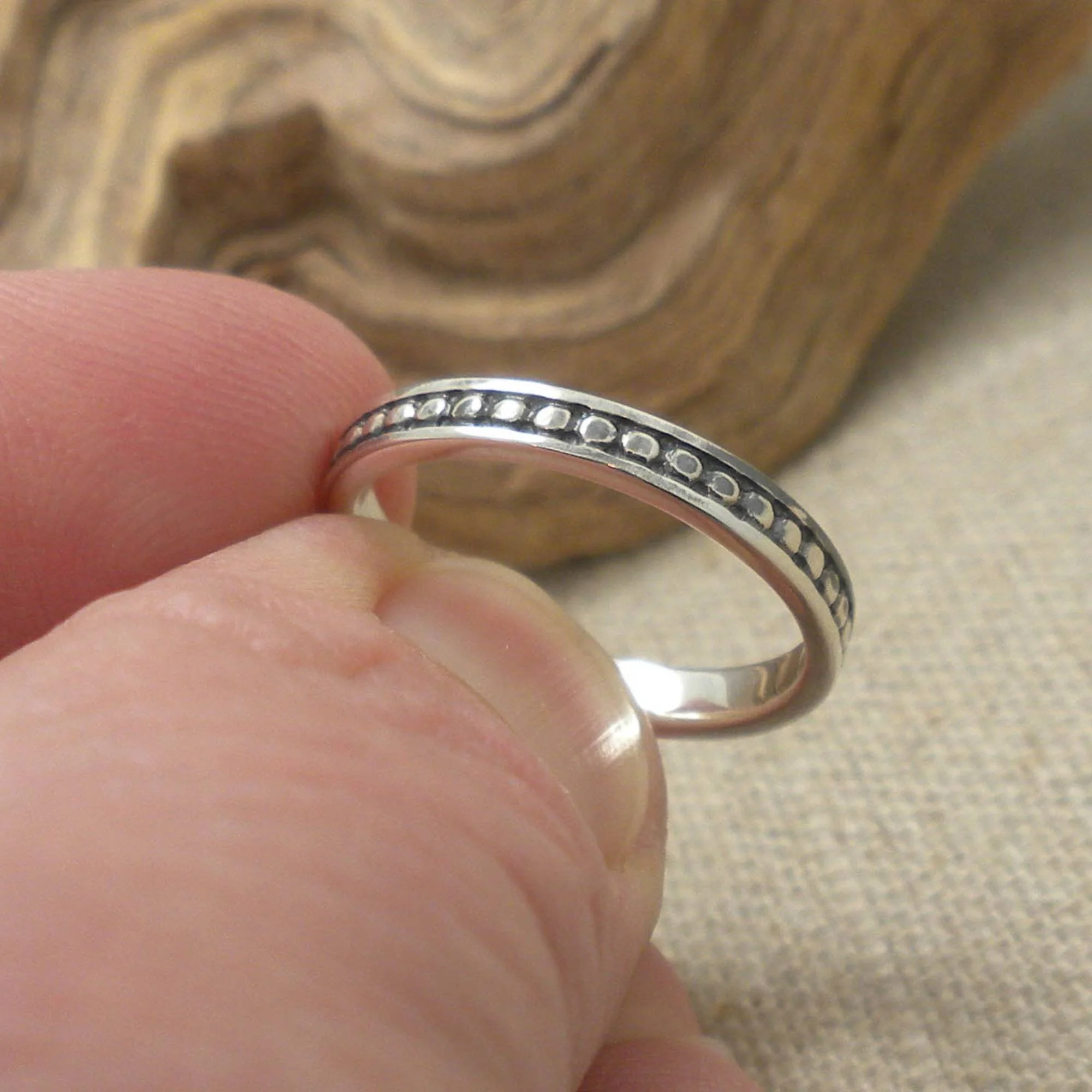 3 mm Sterling Silver Beaded Rail Ring by Keith Jack