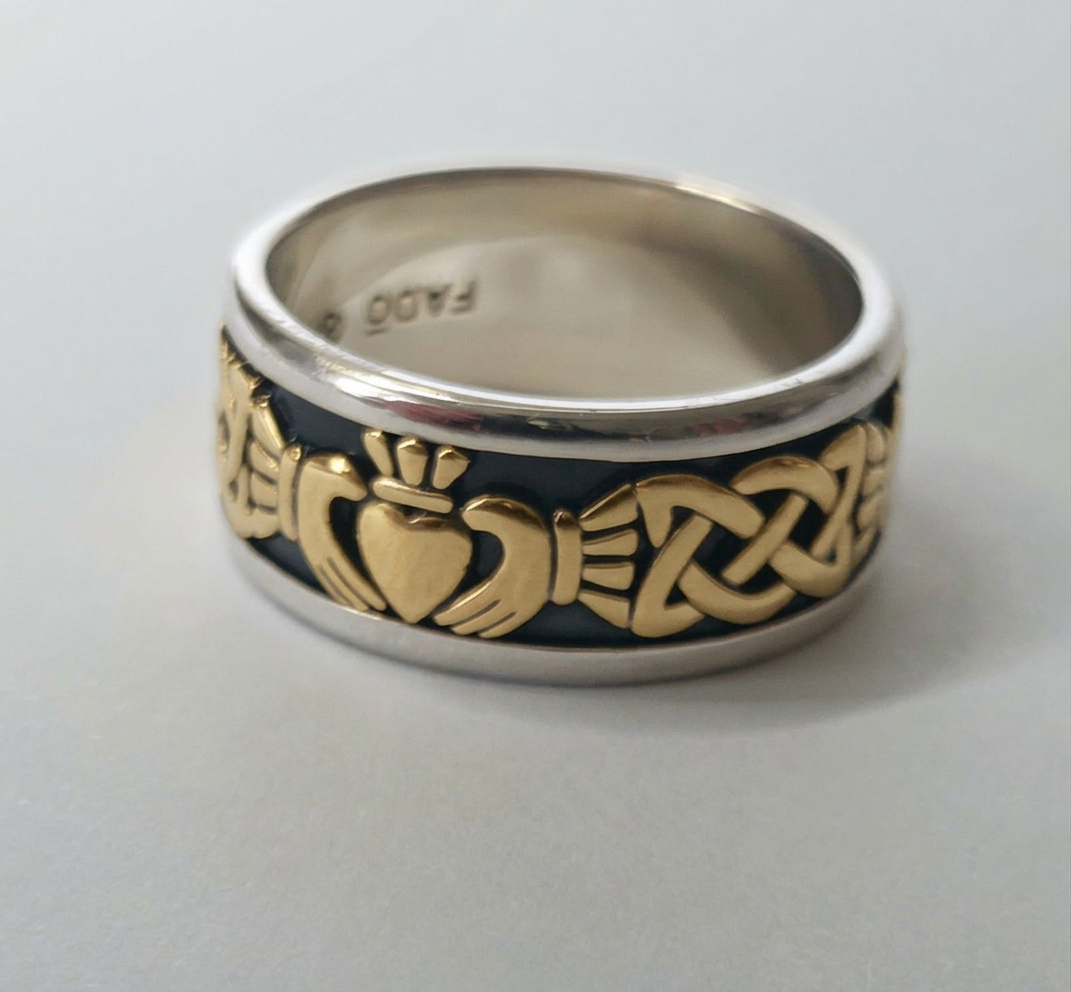 Sterling & 10K Claddagh Wedding Ring