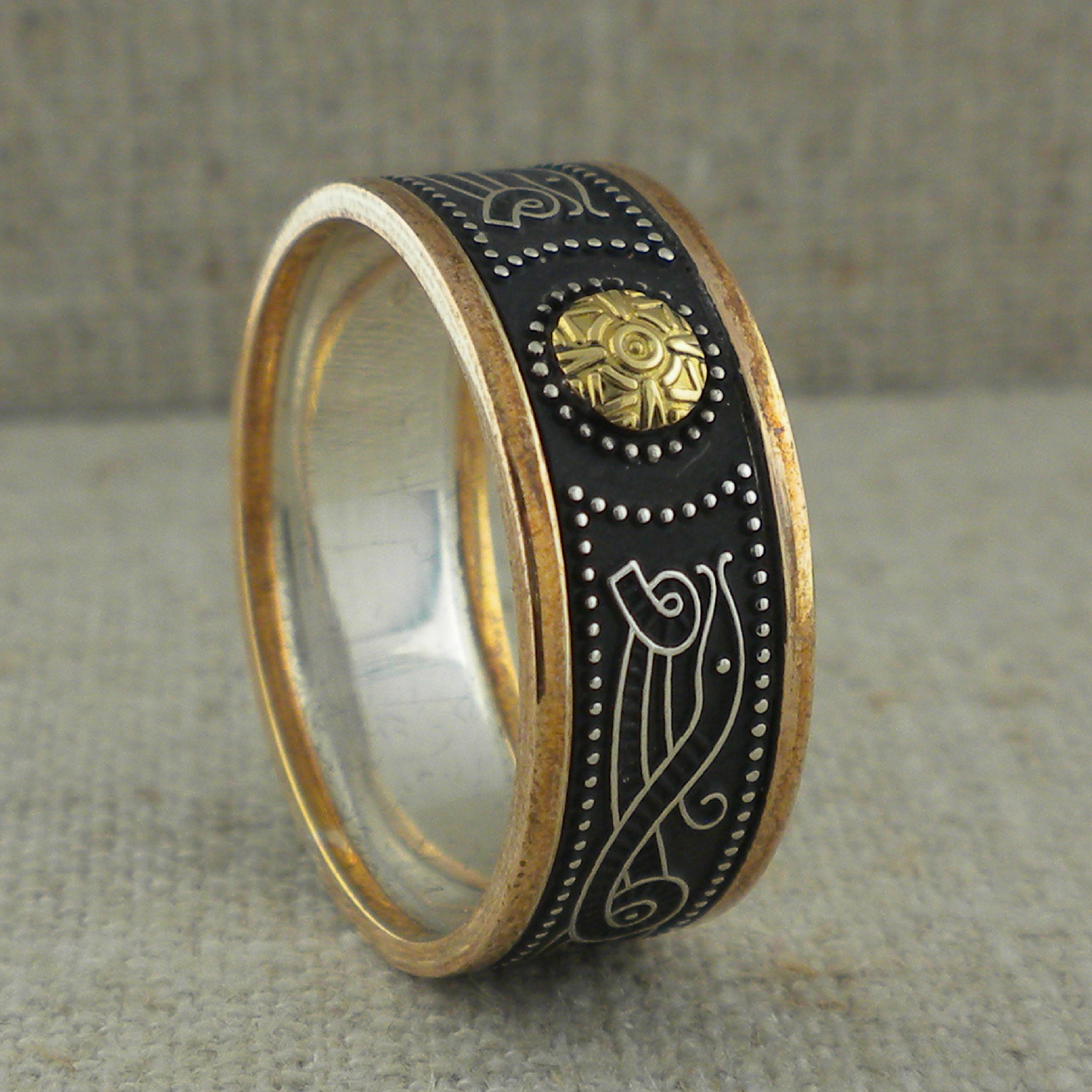 Wide Celtic Warrior Shield Wedding Ring