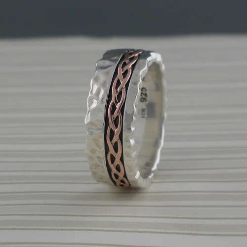 Hammered Celtic Weave Wedding Ring