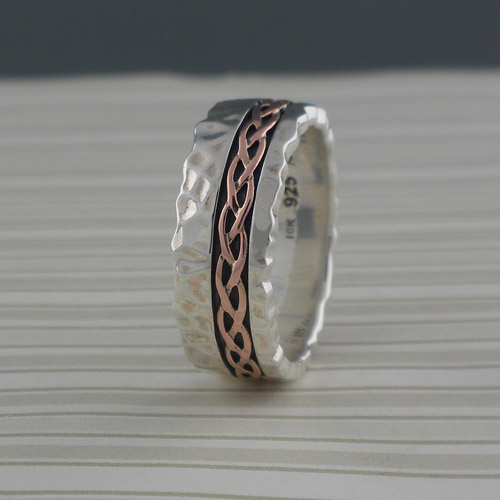 Celtic Weave Wedding Ring with Hammered Finish