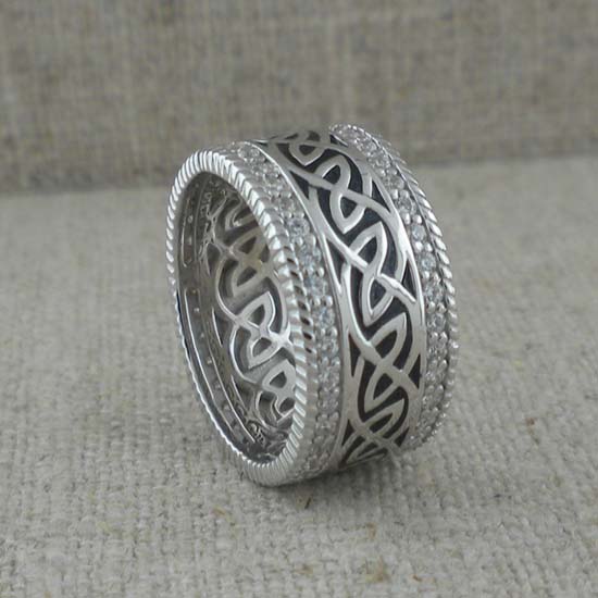 Celtic Knot Wedding Ring with CZs