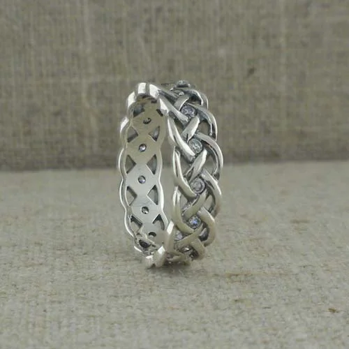 Celtic Knot Wedding Ring with CZs