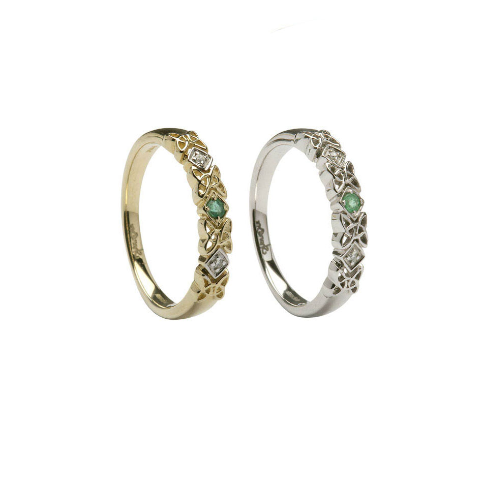 Celtic Knot Wedding Ring with Emerald & Diamond