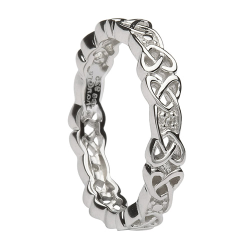 Sterling Celtic Wedding Ring with Diamonds