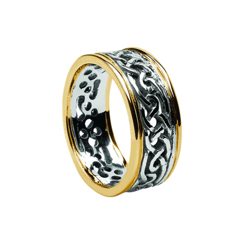 Ladies Wide Celtic Knot Wedding Ring with 10K Trim