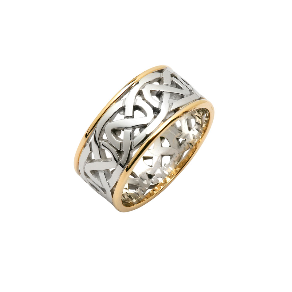Men's Celtic Knot Wedding Ring with 10K Trim