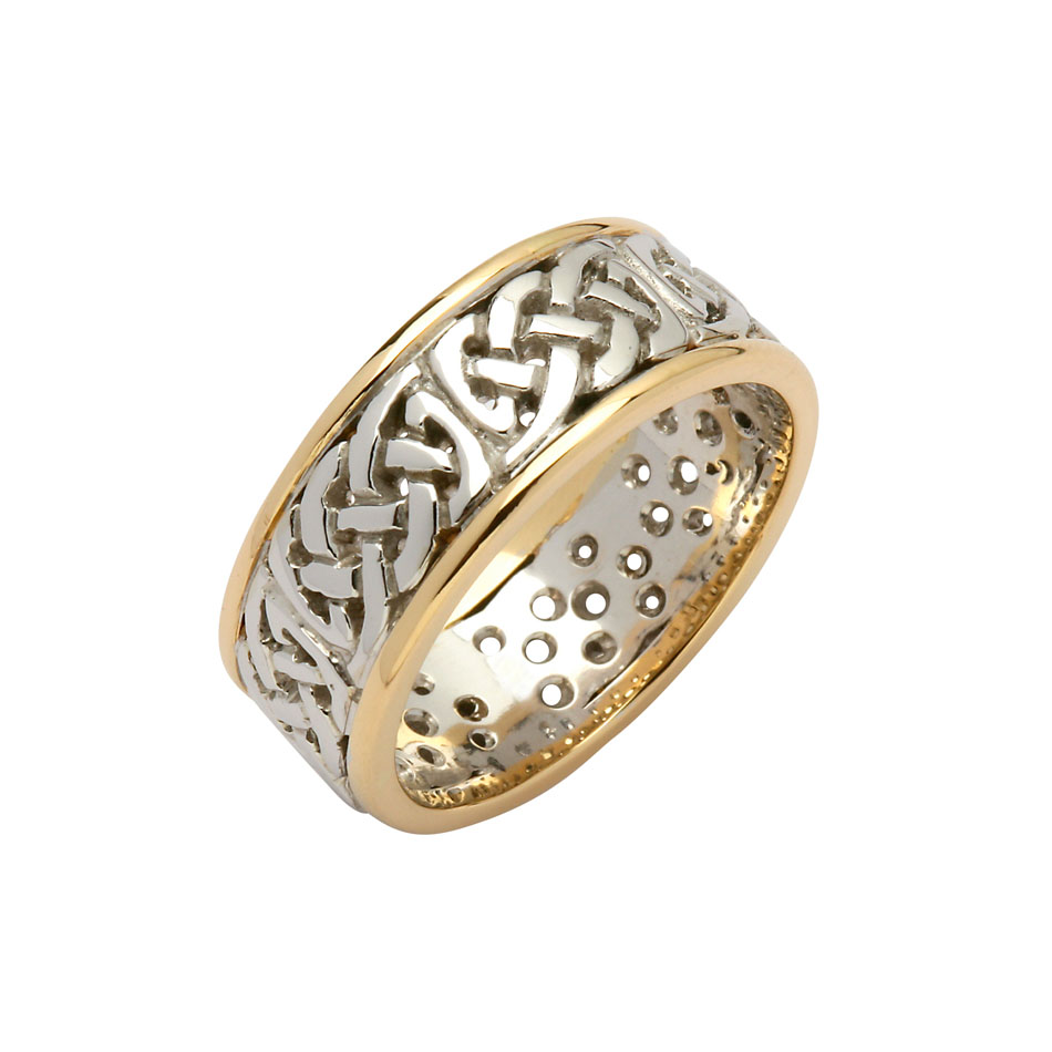 8.6 Celtic Knot Wedding Ring with 10K Trim