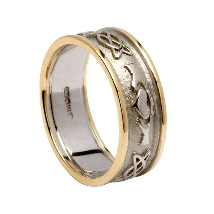 Men's Celtic Claddagh Wedding Ring with Trim